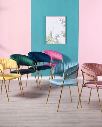 sedie velluto struttura oro