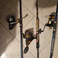 Lotto 6 canne da pesca con mulinelli