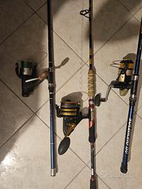 Lotto 6 canne da pesca con mulinelli