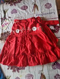 gonna bimba 3 anno cotone rossa con balze 