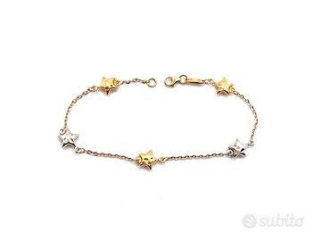 Bracciale bambini stelle in oro bianco e giallo