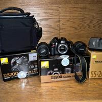 Nikon D3200 + obiettivi 18-55/55-200mm + accessori