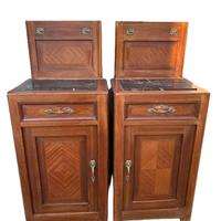 COPPIA DI COMODINI CON RIPIANO IN MARMO NERO