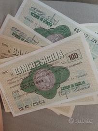 Mini ASSEGNO BANCARIO BANCO di Sicilia L.100 Trapa