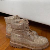 Anfibi - scarponi - donna beige con strass – n. 38