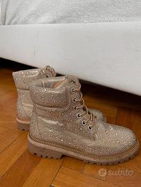 Anfibi - scarponi - donna beige con strass – n. 38