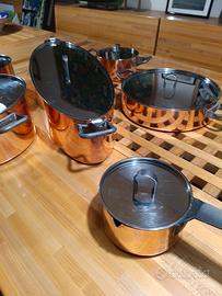 Batteria pentole rame Alessi mai usate 