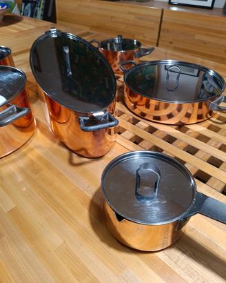 Batteria pentole rame Alessi mai usate 