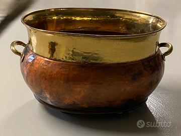 Porta vaso in radica e ottone