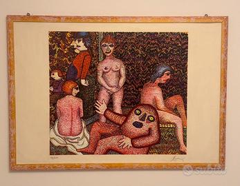 Enrico baj - serigrafia e collage