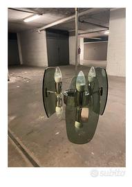 Lampadario vintage vetro e acciaio