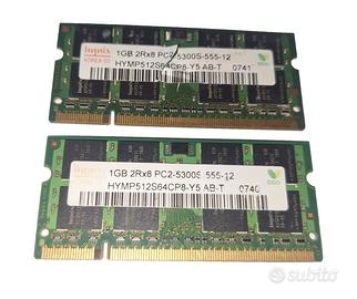 RAM DDR2 2Gb (2 x 1Gb) SODIMM 667 Mhz marca Hynix