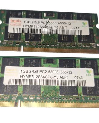 RAM DDR2 2Gb (2 x 1Gb) SODIMM 667 Mhz marca Hynix