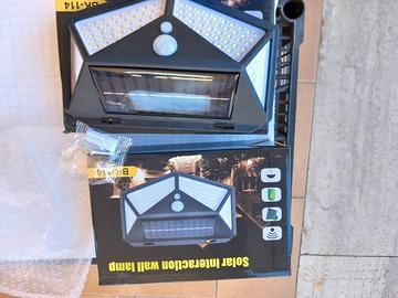 2 Faretti solari 114 LED sensore e crepuscolare 