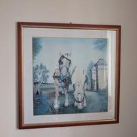 Quadro cavalli rustico con cornice