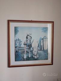 Quadro cavalli rustico con cornice