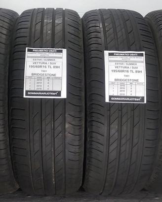 4 PNEUMATICI USATI 195/60R16 89H T001 BRIDGESTONE 