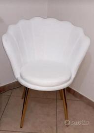 Poltrona conchiglia velluto bianca 
