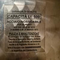 botte in acciaio per il vino 500 litri