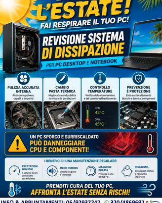 REVISIONE COMPUTER CAMBIO PASTA TERMICA ROMA € 40