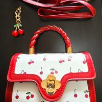 Borsa a mano/crossbody con stampa ciliegie