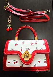 Borsa a mano/crossbody con stampa ciliegie