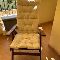 ikea - sedia sdraio in legno con cuscino