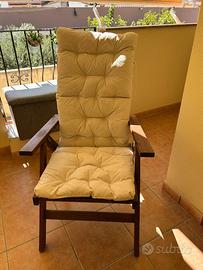 ikea - sedia sdraio in legno con cuscino