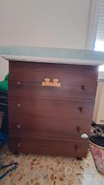 Cassettiera/fasciatoio in legno