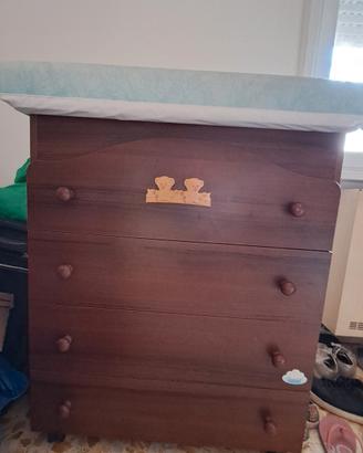 Cassettiera/fasciatoio in legno