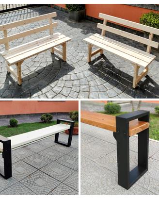 Panchina giardino legno massello artigianale 