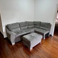 Divano letto angolare con pouf contenitore destro