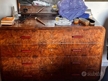 Cassettiera Art Déco in radica di noce