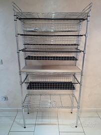 Scaffale in filo acciaio cromato