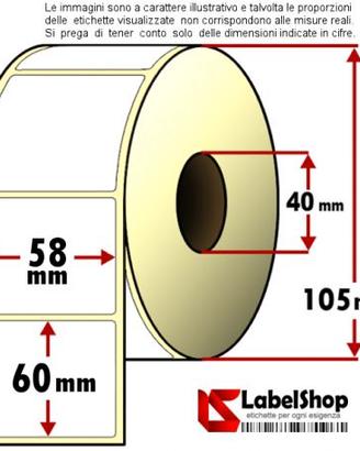 Rotolo da 750 etichette adesive mm 58x60 Termiche