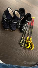 Scarponi da sci, doposci e racchette.