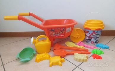 set spiaggia carriola secchiello palette formine 