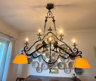 Lampadario Rustico in ferro battuto