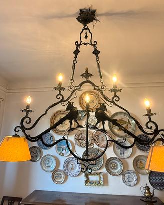 Lampadario Rustico in ferro battuto