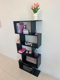 Libreria moderna nera design geometrico a vani