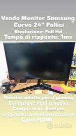 Monitor Samsung Curvo 24" Pollici Curvo