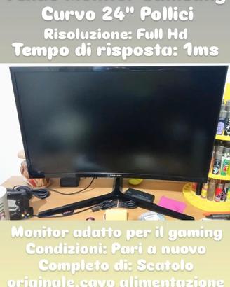 Monitor Samsung Curvo 24" Pollici Curvo