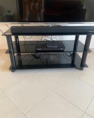 Mobile in vetro porta TV su ruote