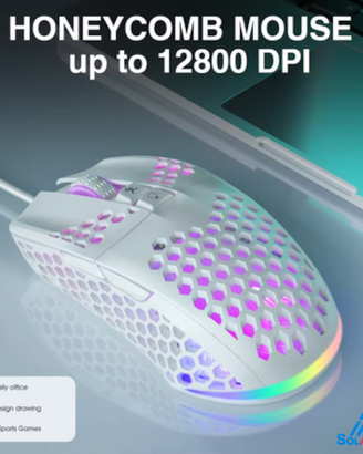 Mouse da gioco cablato 12800 DPI 7 pulsanti