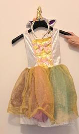 Vestito canevale bambina Unicorno con cerchietto