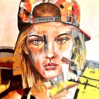 Ritratto olio su tela 40x50x2  astratto Sitelli