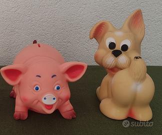 Lotto 2 animali in gomma vintage LEDRAPLASTIC Ita