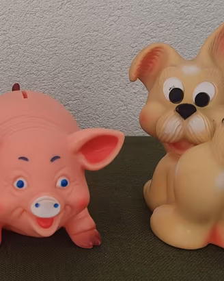 Lotto 2 animali in gomma vintage LEDRAPLASTIC Ita