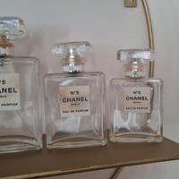 n. 3 bottiglie vuote profumo chanel n.5