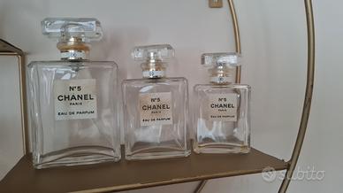 n. 3 bottiglie vuote profumo chanel n.5